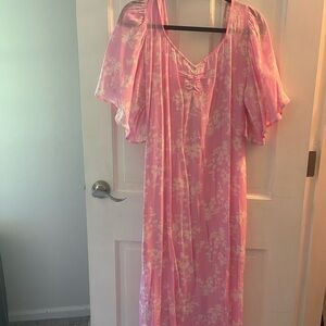 Elegant Pink Floral midi dress